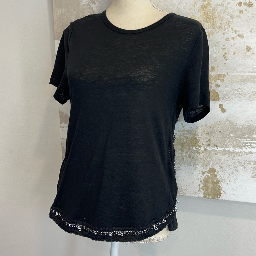 Derek Lam 10 Crosby Black t Shirt with chains size small